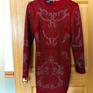 Gorgeous burnt red quilted dress with silver studs